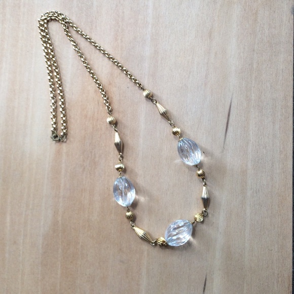 Gold And Clear Beaded Necklace