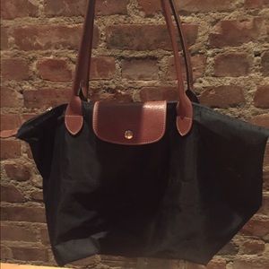 Long champ black Le Pilage Tote- large