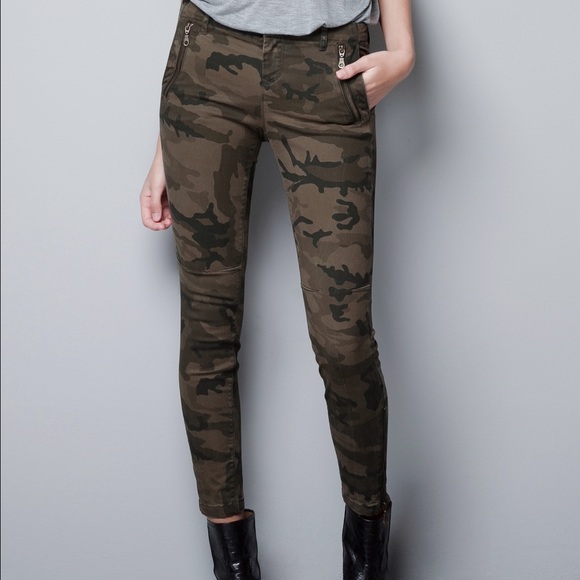 Zara camouflage jeans with zippers