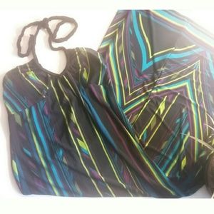 Striped Halter Maxi Dress