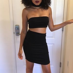 Black Choker Tube Skirt Dress