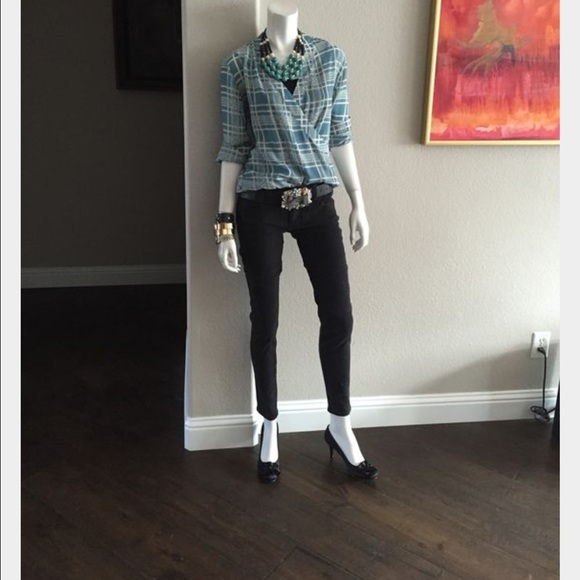 CAbi windowpane Wrap Blouse