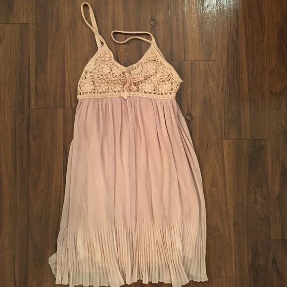 Boho tan, crochet top dress - Picture 2 of 4