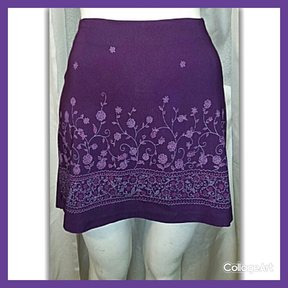 Weather Vane Purple Floral Mini Skirt EUC