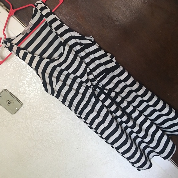Cream with black stripe racer back dress