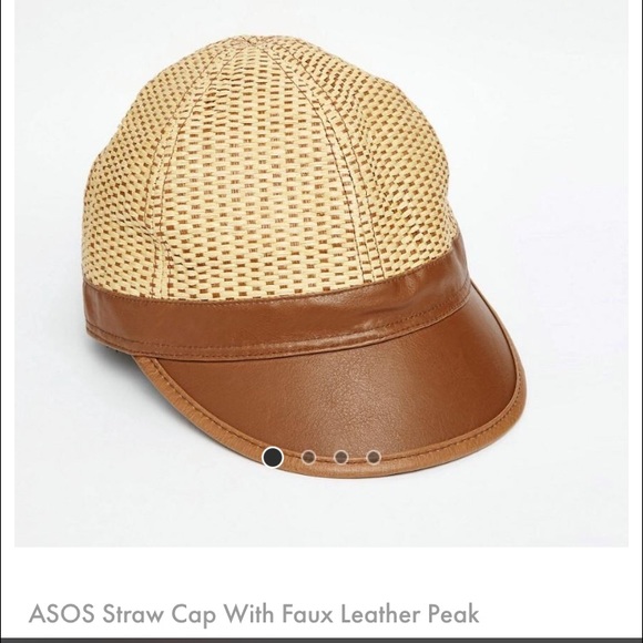 NWT Asos Straw Hat With Vegan Leather Bill