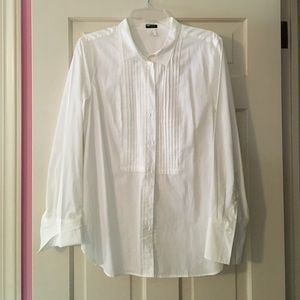 J. Crew White Tuxedo Button Down Shirt