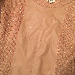 Faux leather front, SS sweater