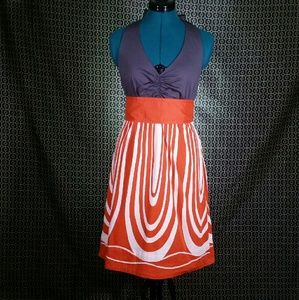 Anthro Grey & Orange Halter Dress