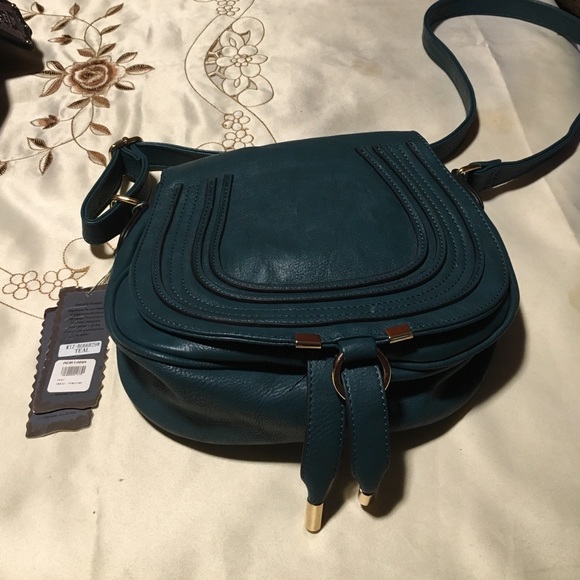 Teal leather purse