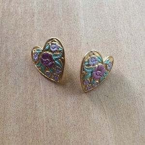 Gold Tone Heart Earrings