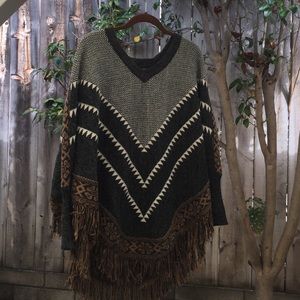 Boho knit poncho