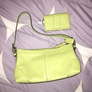COACH Light green purse and matching wallet