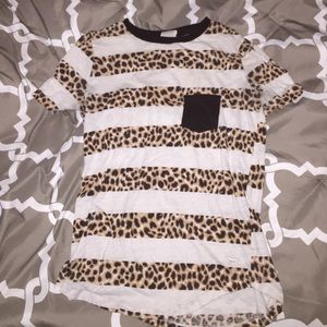 Victoria's Secret cheetah print striped pocket tee