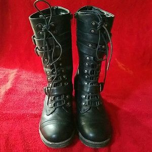 Lace up calf high boots