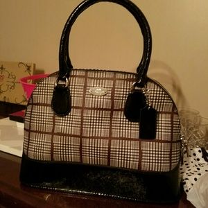 Coach Peyton Glen plaid mini domed satchel