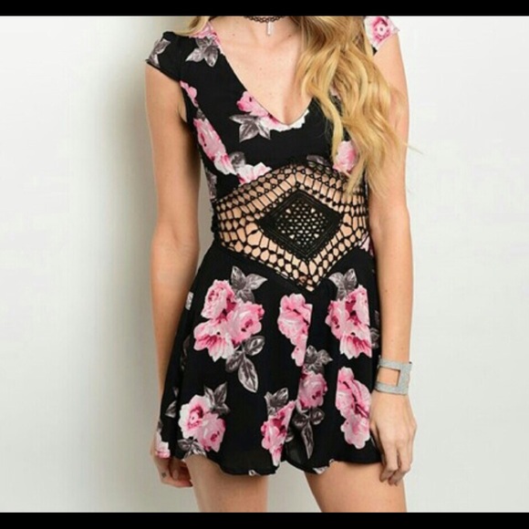 Rose petal cut out romper