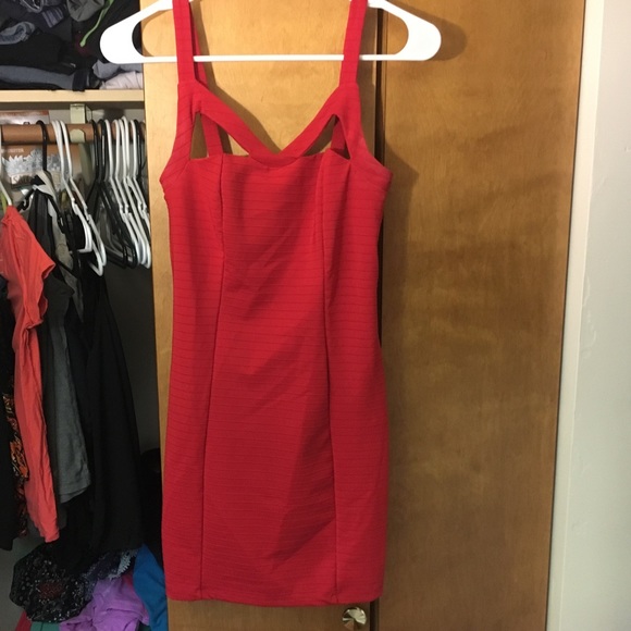 Tight short red dress