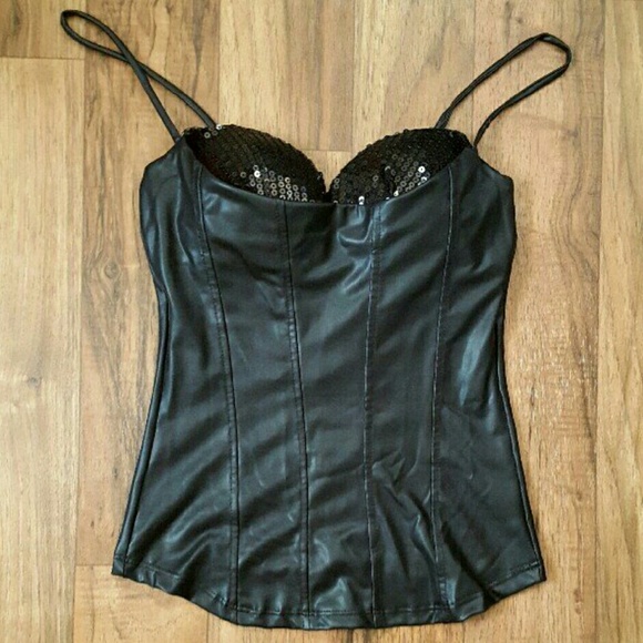 leather sequined tank