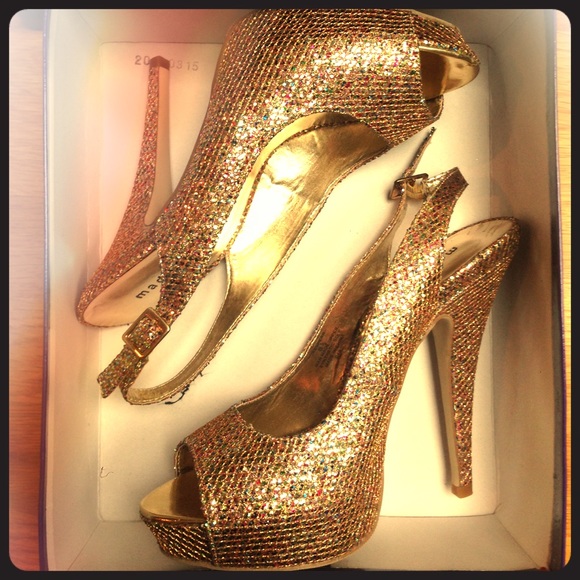 Madden Girl heels, glitter/gold, 8.5, never worn - Picture 1 of 4