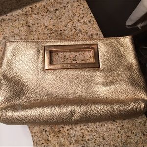 Michael Kors gold metallic clutch