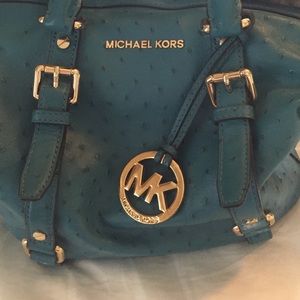 Blue Michael Kors ostrich bag