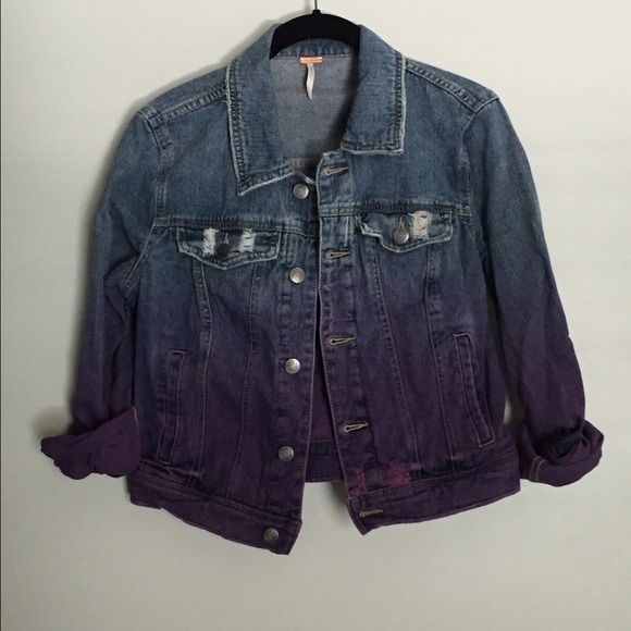 Free People Dip-Dyed Denim Jacket Cropped