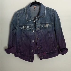 Free People Dip-Dyed Denim Jacket Cropped