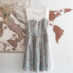 Lace Floral Chiffon Sleeveless Dress