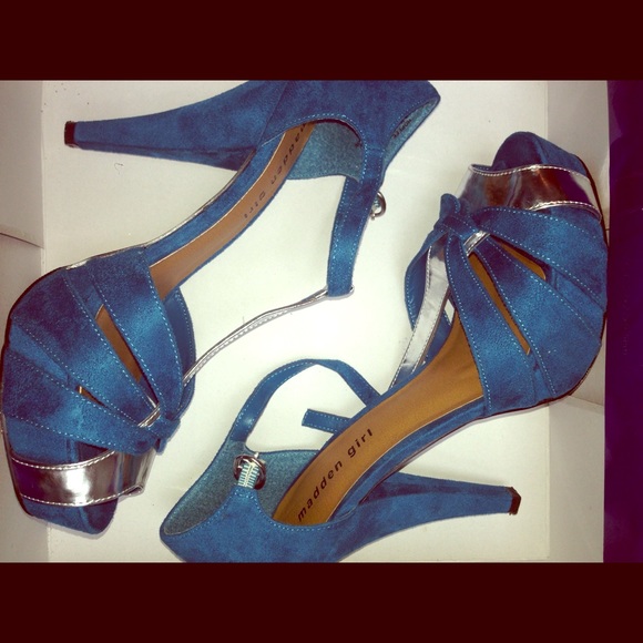 Madden Girl heels, teal multi, 8.5, worn once
