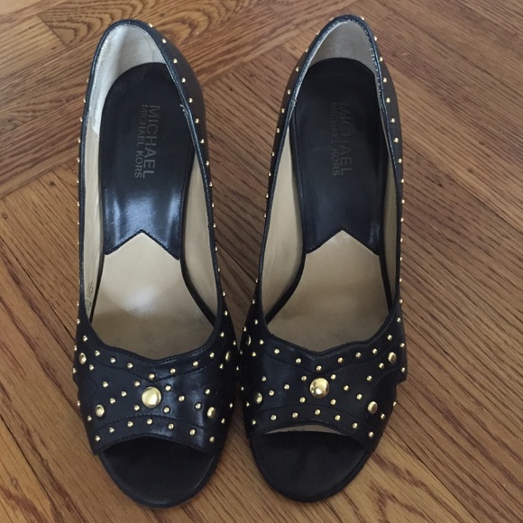 Michael Kors black gold studded heels