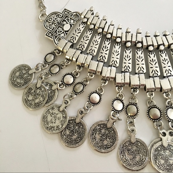 Turkish bohemian gypsy coin statement necklace - Picture 2 of 4