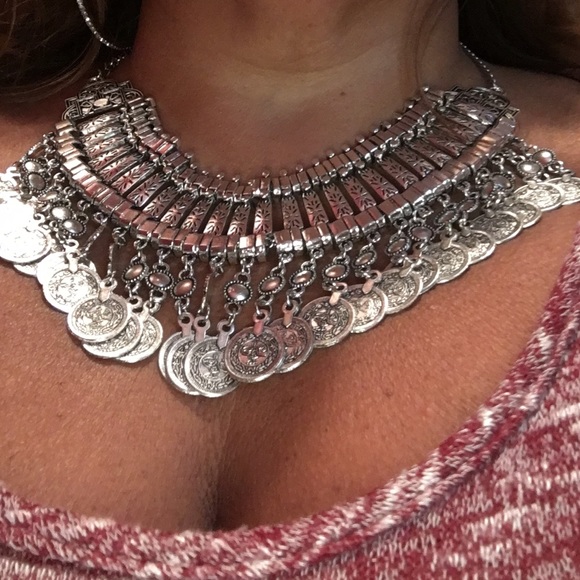 Turkish bohemian gypsy coin statement necklace - Picture 3 of 4
