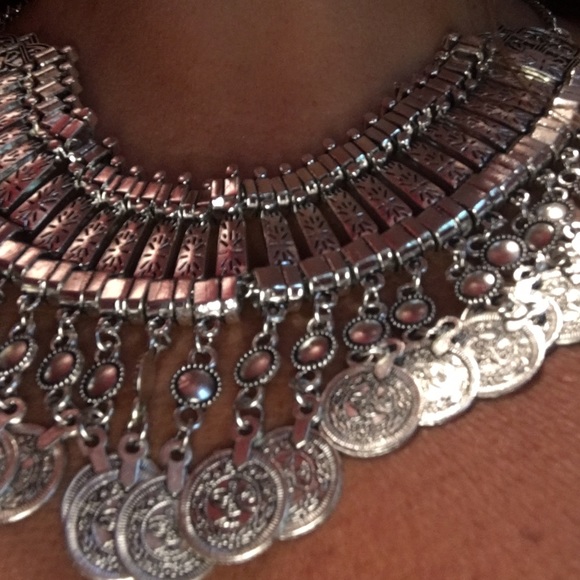 Turkish bohemian gypsy coin statement necklace - Picture 4 of 4