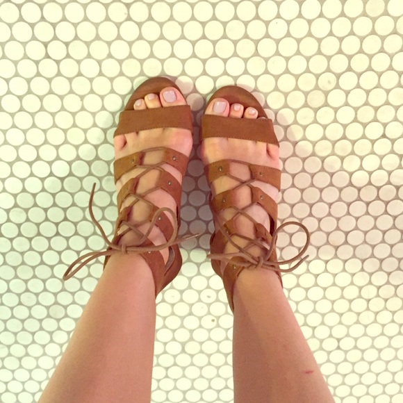 Lace up heeled sandals