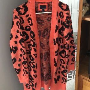 Cheetah print cardigan sweater