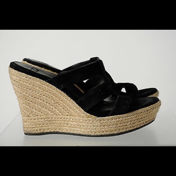 Uggs Black Tawnie Platform Wedge Espadrilles S 8.5