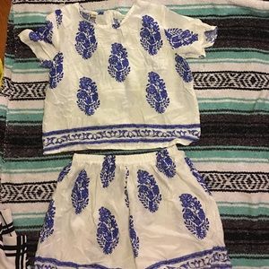 Matching crop top and shorts