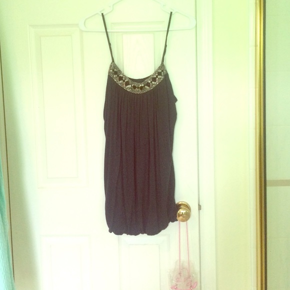 Twenty One Dark Grey Beaded Tank