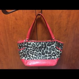 Red and Ocelot print Coach handbag