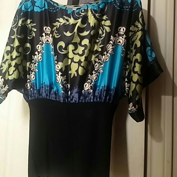 KIMONO black n teal multi colors