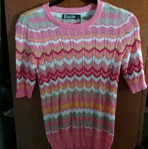 New York & Company Knit Top Zigzag Stripe Size XS