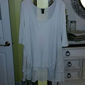 White Lace Bottom Shirt