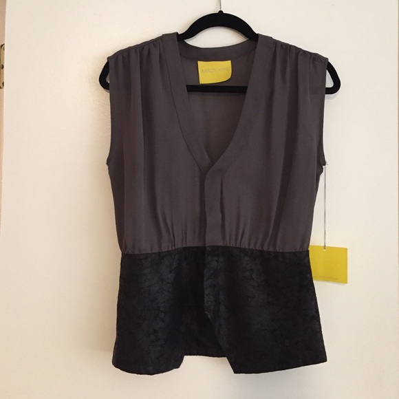 Grey and black/metallic two toned blouse.