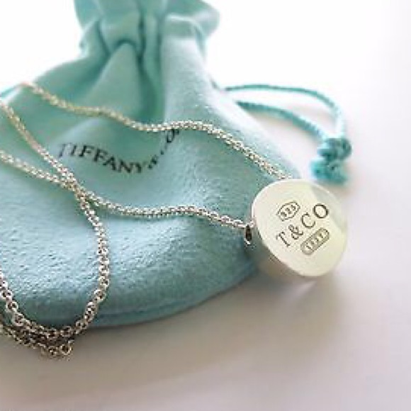 Tiffany & Co Silver 1837 concave pendant necklace