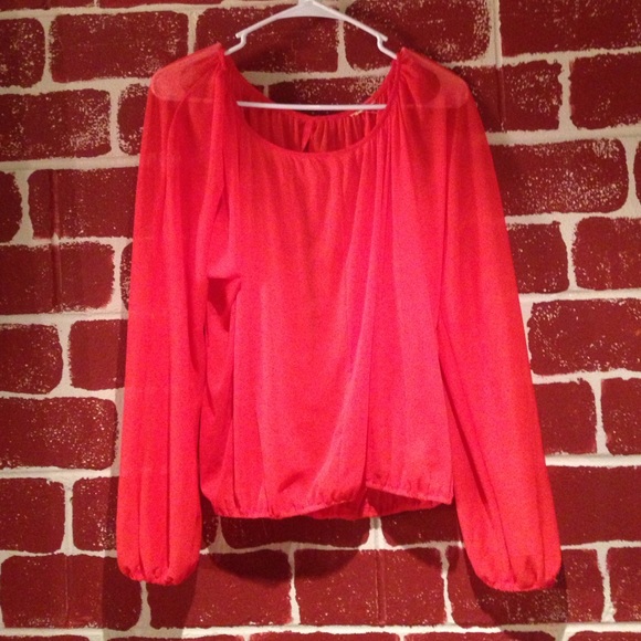 Sheer Orange Long-sleeved Top - open backed