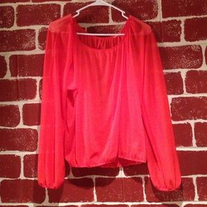 Sheer Orange Long-sleeved Top - open backed