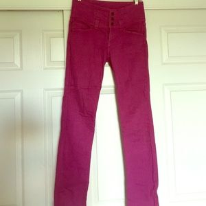 Magenta, high waisted, skinny jeans