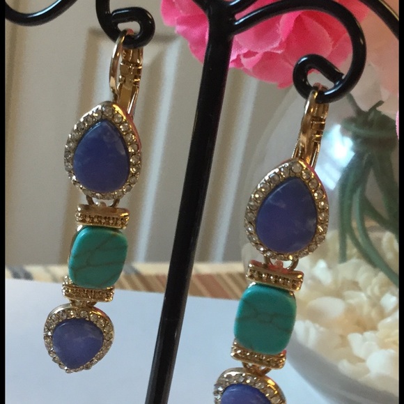 Jewelry - Earring Sodalite-Turquoise gold plated