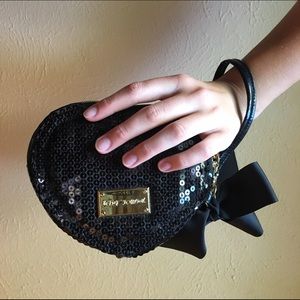 Sequin heart holiday wristlet